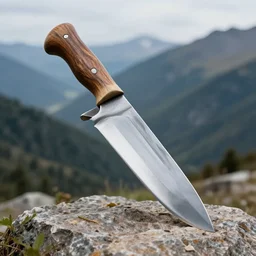 A carving of a knife in the mountains