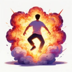 man stepping out of an energy explosion, digital painting, concept art, smooth, sharp focus, neon colors, illustration, from metal gear, by ruan jia and mandy jurgens and william - adolphe bouguereau, artgerm