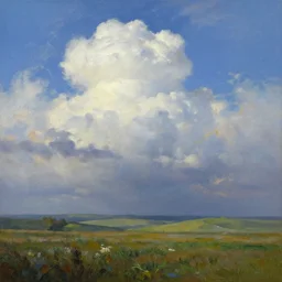 a beautiful landscape, majestic clouds, oil painting, by greg rutkowski