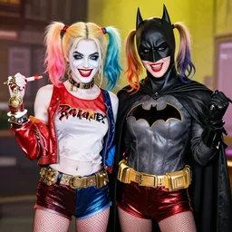 a fusion between batman and harley quinn.