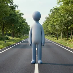 A 4th dimensional being stands in the middle of the road, digital art, surrealism
