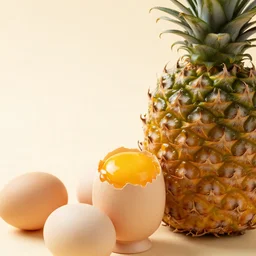 eggs worshiping a pineapple