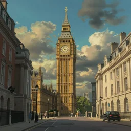central london in the style of studio ghibli