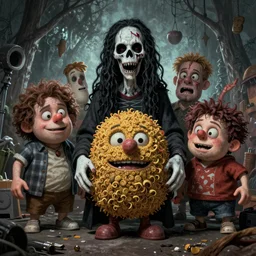 Horror movie about murderous rugrats . Post-processing , low angle , Greg rutkowski legendary matte painting , masterpiece