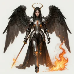 character concept sheet of an angel knight gothic girl. by ( rembrandt painting ( 1 0 0 ) ( fractal flame ) ), highly detailded