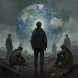 the last survivors on earth witness the end of the world, somber, melancholic, hopeful, digital painting, concept art, most popular of all time on artstation, by ted nasmith, wayne barlowe, ralph horsley