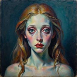 creepy water nymph portrait by pablo picasso, oil on canvas, hdr, high detail, photo realistic, hyperrealism, matte finish, high contrast, 3 d depth, centered, intricate, masterpiece, vivid and vibrant colors, enhanced light effect, enhanced eye detail, artstationhd