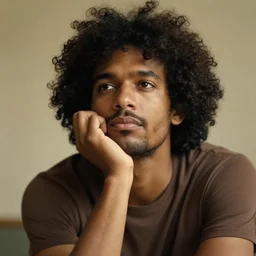 east african man with curly hair, philosophical, contemplative, vintage, by jose miguel, francois fressinier, giovanni battista, jose miguel, beautiful, dreamy