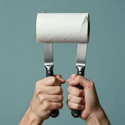 extremely detailed studio photograph of hands holding - knives. surreal photograph, lo - fi, polished look, solid background, silly and serious, hermes ad, fashion photography, toiletpaper magazine by pierpaolo ferrari and maurizio cattelan, 3 5 mm photograph, colourful, david lachapelle, canon eos c 3 0 0, 8 k, medium - format print
