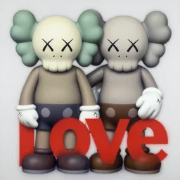 love by shusei nagaoka, kaws, david rudnick, airbrush on canvas, pastell colours, cell shaded, 8 k