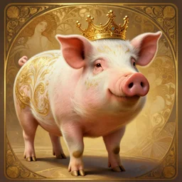 portrait of a royal pig, hog, fantasy, intricate, elegant, beautiful, digital art, beautiful dynamic lighting, golden ratio, highly detailed, digital painting, trending on artstation, concept art, smooth, sharp focus, illustration, photo realistic, art by artgerm and greg rutkowski and alphonse mucha and yoji shinkawa, 4 k