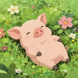 cute and adorable piglet resting on a beautiful garden by makoto shinkai, miniature pig, studio ghibli, hayao miyazaki, funimation, key anime visual, anime poster, 8 k, highly detailed, rendered, concept art, trending on artstation
