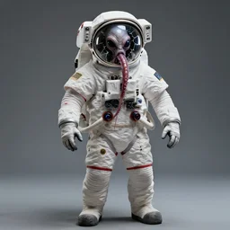 extremely detailed studio portrait of space astronaut, alien tentacle protruding from eyes and mouth, slimy tentacle breaking through helmet visor, shattered visor, full body, soft light, disturbing, shocking realization, hyper detailed, award winning photo by eolo perfido