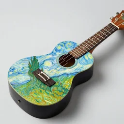 avocado ukulele painted by von gogh