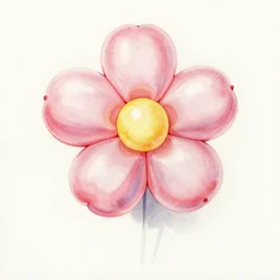 a balloon shaped like a flower. realistic watercolor and pencil painting.