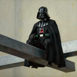 a norman rockwell painting of darth vader on an i - beam