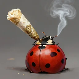 a digital painting of a ladybug smoking a huge marijuana joint, trending on artstation