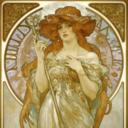 cryptid woman, by emil melmoth, by alphonse mucha