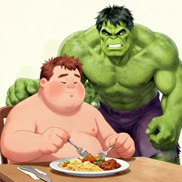 fat chuck and the incredible hulk eating lunch. by frank miller