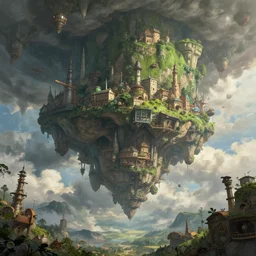 huge cave ceiling clouds made of green earth towns, industry, steampunk villages castles, buildings inverted upsidedown mountain artstation illustration sharp focus sunlit vista painted by ruan jia raymond swanland lawrence alma tadema zdzislaw beksinski norman rockwell tom lovell alex malveda greg staples
