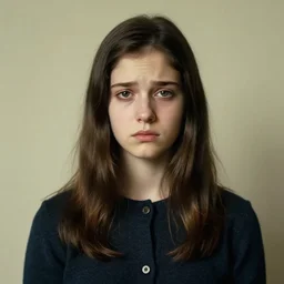 A sad girl portrait, centered, artwork by Norman Rockwell, cinematic view, high quality