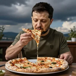 volodymir zelensky eating pizza