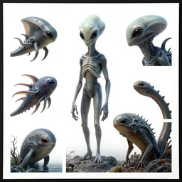 poster with illustrations of alien aquatic life forms