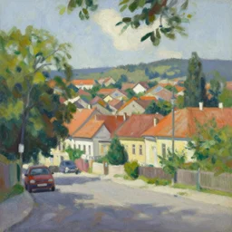 an edward hopper style painting of ( ( ( ( ( ( ( ( balatonfured, a resort town in veszprem county, in hungary ) ) ) ) ) ) ) ), early - summer, june of 1 9 4 8