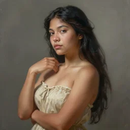 portrait of a young curvaceous indigenous pocahontas, dreamy and ethereal, expressive pose, peaceful expression, elegant, highly detailed, digital painting, artstation, concept art, smooth, sharp focus, by gil elvgren by harry ekham