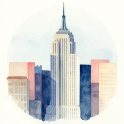 new york city building abstract geometric flat watercolor painting