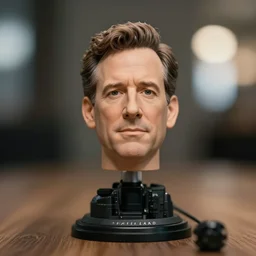 a steve carell bobblehead, clear focus, bokeh effect, high res, hasselblad, dslr, professional, cinematic