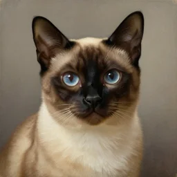 “A portrait painting of a burmese cat by Rembrandt van Rijn”