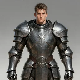 realistic portrait, 30 year old man :: athletic, simple metal armour, majestic, authority :: high detail, digital art, RPG, concept art, illustration