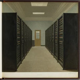 1 9 th century historical painting representing interior of the data center, high quality, hermitage museum catalog,