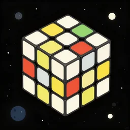 digital illustration of a rubiks cube in space by howard arkley, artstation trending