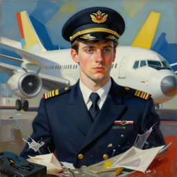 a messy painting of prince as an aeroplane captain in the style of laszlo moholy - nagy and noriyoshi ohrai, trending on artstation, highly detailed, digital art