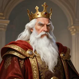 a majestic King with a white beard, Artstation