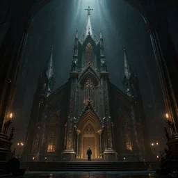 eldritch church of cthulhu photorealistic, film, cinematic lighting, octane render, volumetric light, dark - art