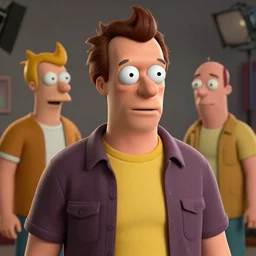 hyper realistic portrait of phillip j. fry from futurama under studio lighting by matt groening and david hagemann | detailed, hd, cgi, realistic, photorealistic, subsurface scattering, volumetric lighting, global illumination, microdisplacement, micro detail
