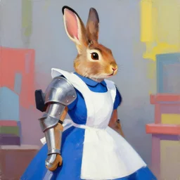 greg manchess portrait painting of armored march hare from alice in wonderland as overwatch character, medium shot, asymmetrical, profile picture, organic painting, sunny day, matte painting, bold shapes, hard edges, street art, trending on artstation, by huang guangjian, gil elvgren, ruan jia, randy vargas, greg rutkowski
