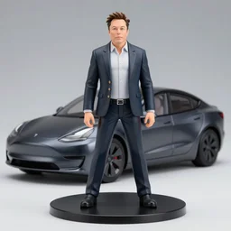 a anime nendoroid of elon musk, car tesla 3, figurine, product photo, detailed