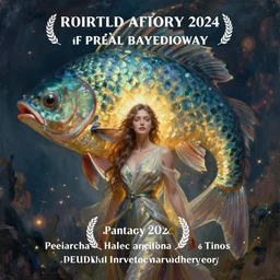 fantasy art, animal conceptual artwork, woman with giant fish, surreal painting, illustration dream and imagination concept, mystery of nature,