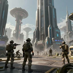 an epic photobash of a epic cyberpunk military building, alien civilization, by beeple and fvckrender and visualdon, trending on instagram