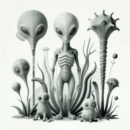hyper - detailed matte illustration of alien flora and fauna by iris van herpen based on plate 6 1 of art forms in nature by ernst haeckel, zaha hadid and alexander mcqueen