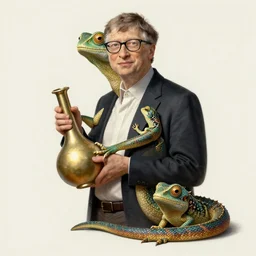 bill gates as a lizard!!!, holding a bong, portrait, intricate, elegant, highly detailed, digital painting, artstation, concept art, wallpaper, smooth, sharp focus, illustration, art by h. r. giger and artgerm and greg rutkowski and alphonse mucha