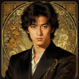 photography portrait of japanese rock singer yutaka ozaki from 1 9 8 0 s, ambient lighing, intricate, elegant, highly detailed, digital painting, artstation, concept art, smooth, sharp focus, illustration, art by artgerm and greg rutkowski and alphonse mucha