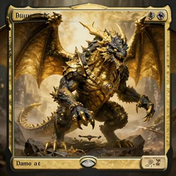 a giant monster epic royal stone basilisk, gold black creature, magic : the gathering
