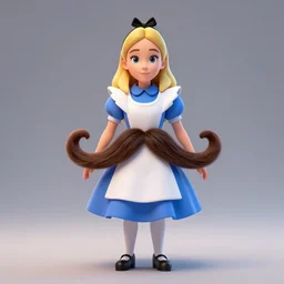 alice in wonderland, professional studio photography, moustache, photo, 3 d render, vfx