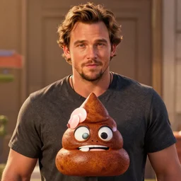 chris pratt playing the poop emoji in the emoji movie, digital photography, high detailed