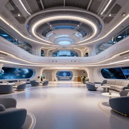 the main lobby on a large cruise spaceship, from a space themed point and click 2 d graphic adventure game, art inspired by thomas kinkade and 2 2 4 2 5 3